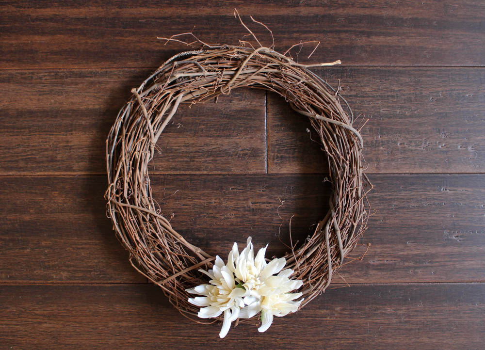 Place Fall Florals On Grapevine Wreath