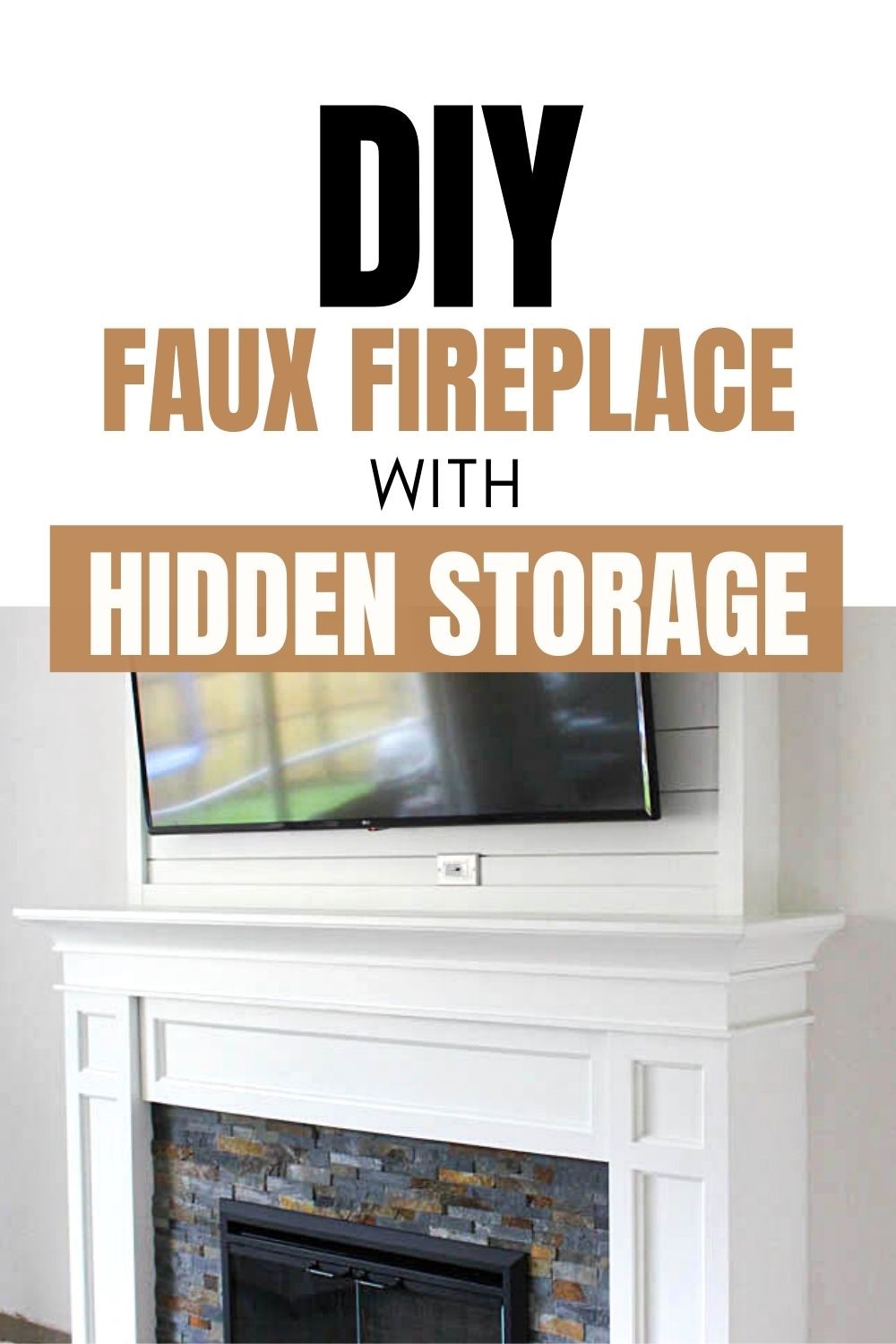 DIY FAUX FIREPLACE WITH HIDDEN STORAGE PART 3
