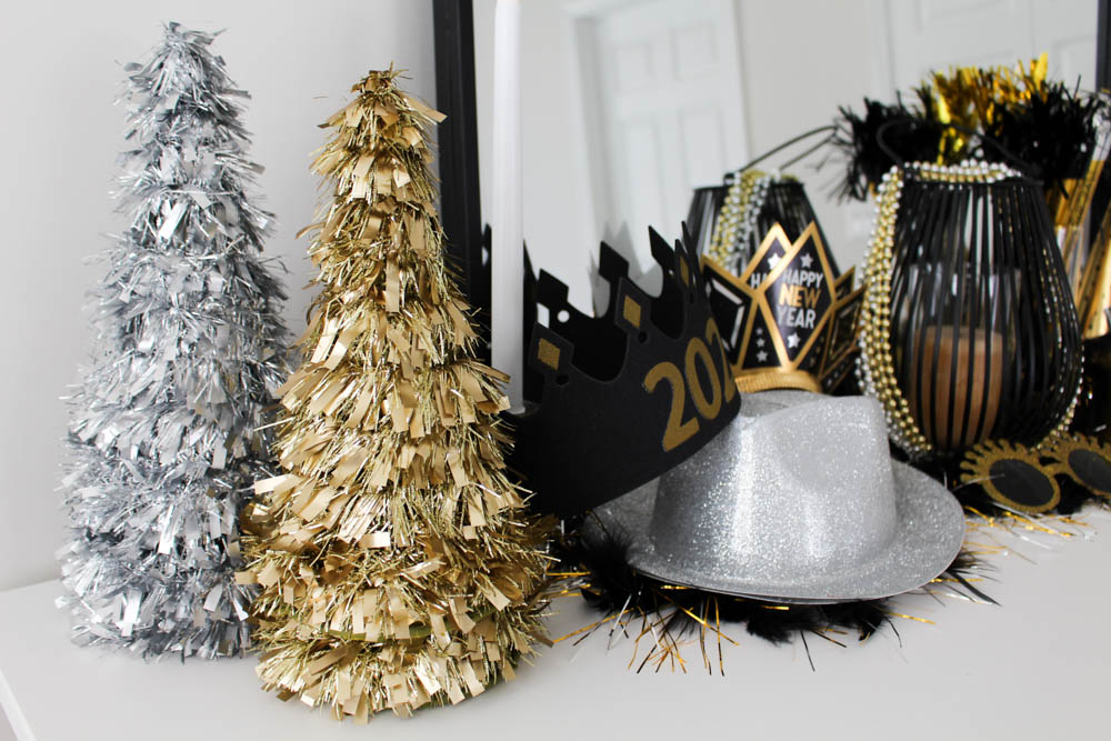 Gold And Silver Tinsel Christmas Trees