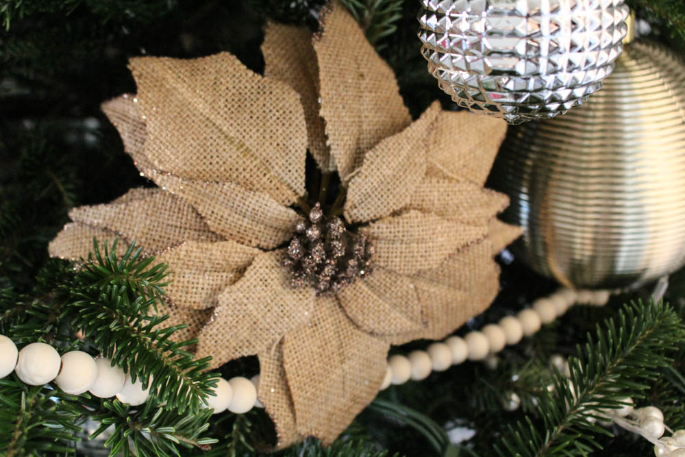 Rustic Burlap Poinsettia Pick