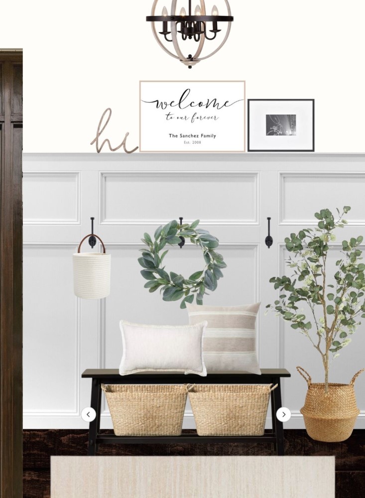 Small Entryway Mood Board With Bench