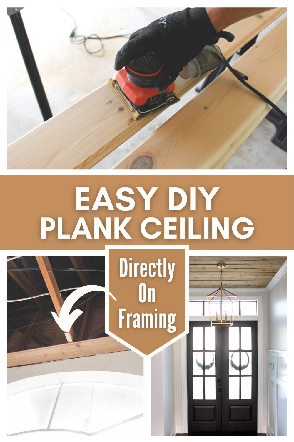 EASY DIY PLANK CEILING DIRECTLY ON FRAMING