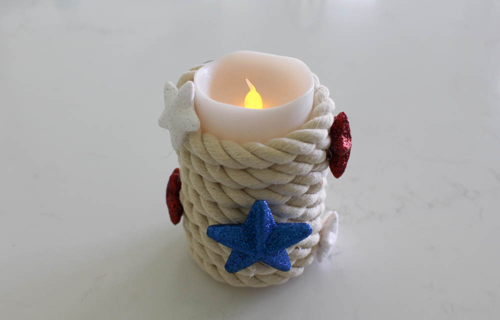 DIY 4th Of July Decorative Candle