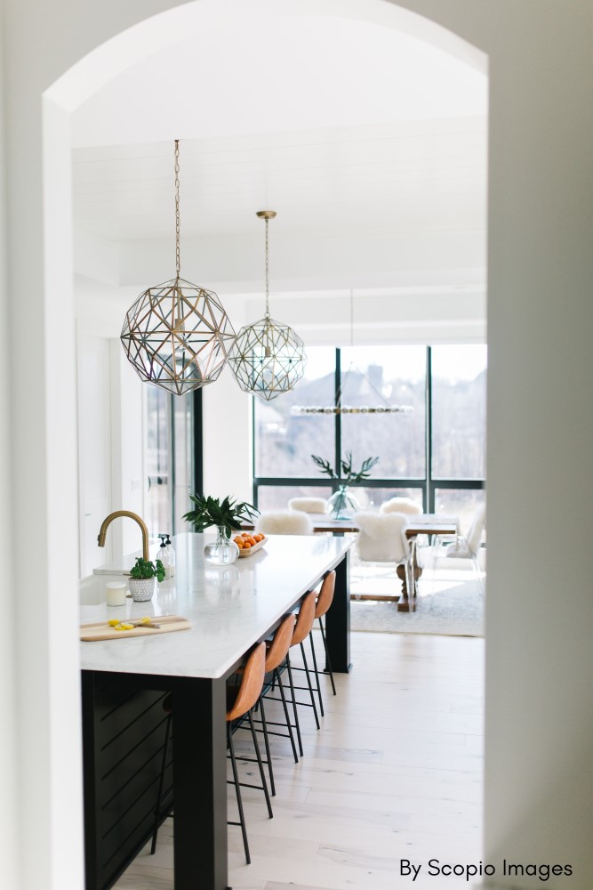 Two Pendants Over Kitchen Island By Scopio Images