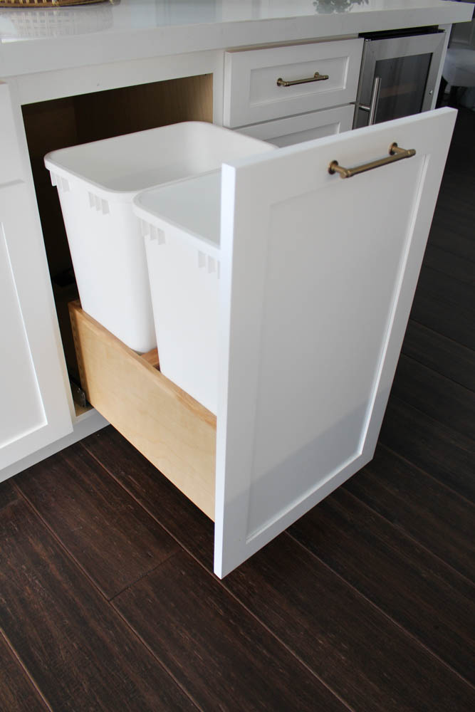 Double Garbage Cans System For Pull Out Kitchen Cabinet