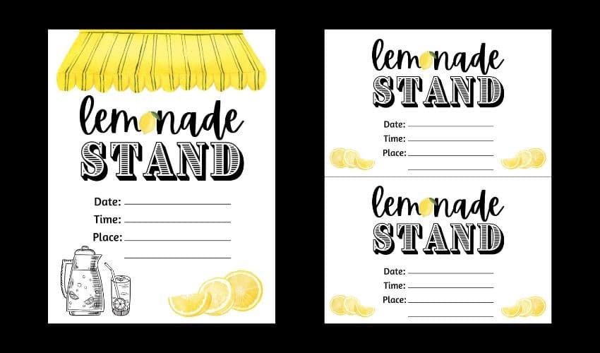 Lemonade Stand Flyer Printables