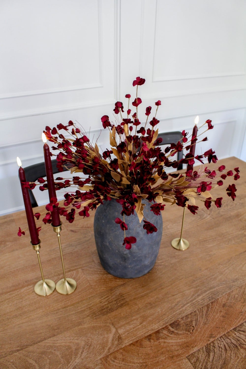 Burgundy Florals and Candles