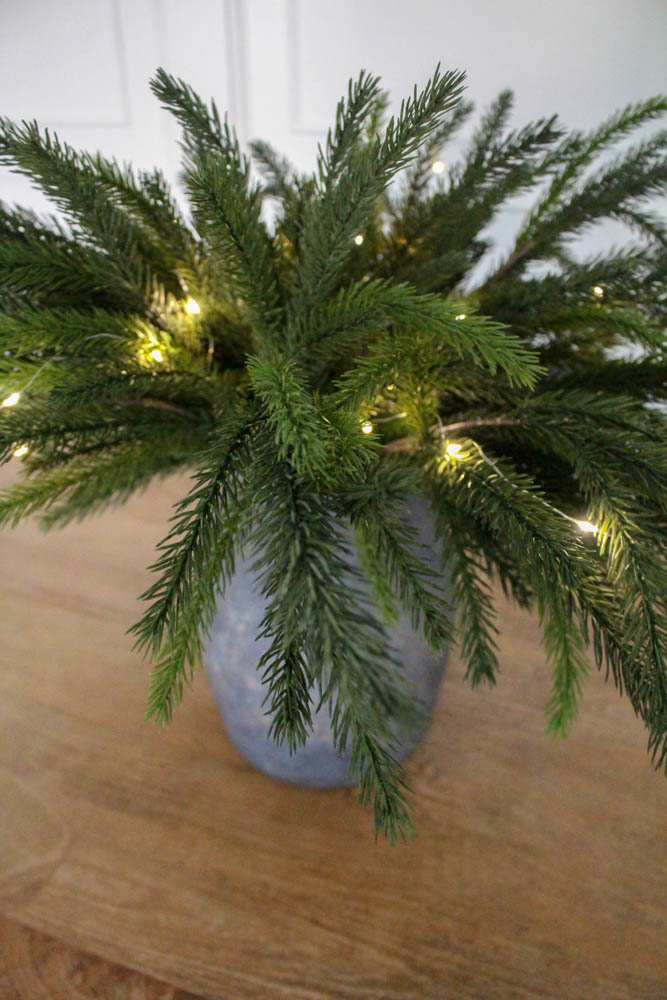 Christmas Pine Stems With String Lights