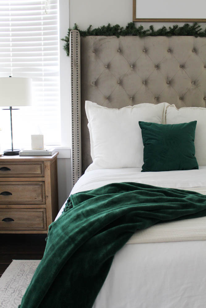 Green Christmas Decor In Master Bedroom